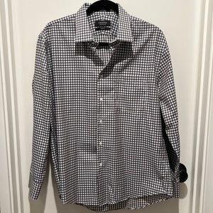 Men’s button shirt from Nordstrom. Blue/brown. Neck 16.5. 32-33 trim fit